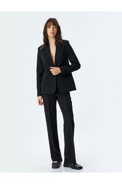 Koton Regular Fit Ribbed Straight Leg Fabric Trousers