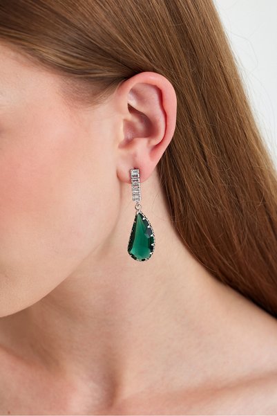 byozanyılmaz GREEN TOURMALINE STONE EARRING