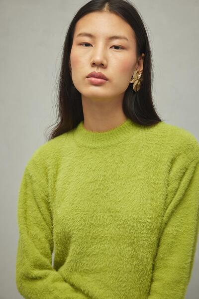 Fahhar Green Soft Crop Sweater