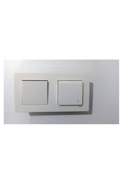 VİKO Viko Karre Beyaz 2li Set Komütatör(İKİLİ ANAHTAR) Kapaklı Priz