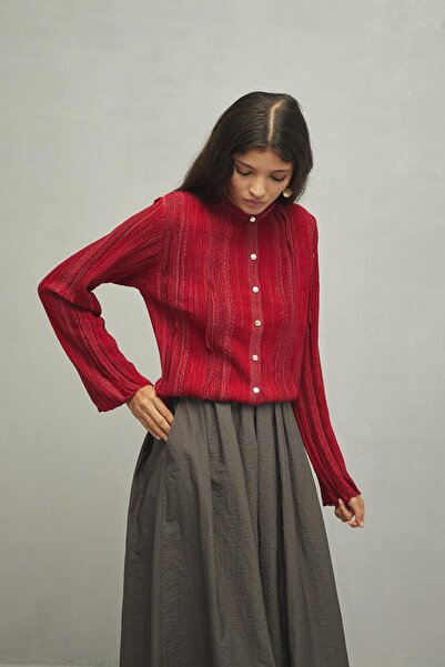 Fahhar Burgundy Glitter Cardigan