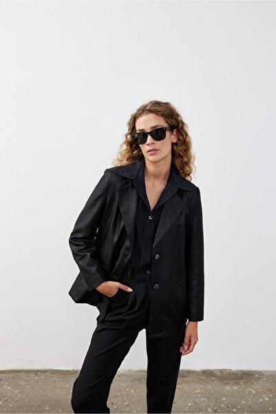 Fahhar Black Oversize Single Button Blazer
