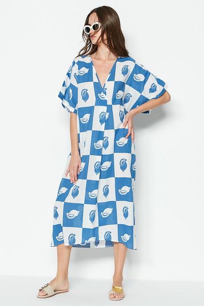 C&City Pareo Beach Dress 22328 Μπλε/λευκό