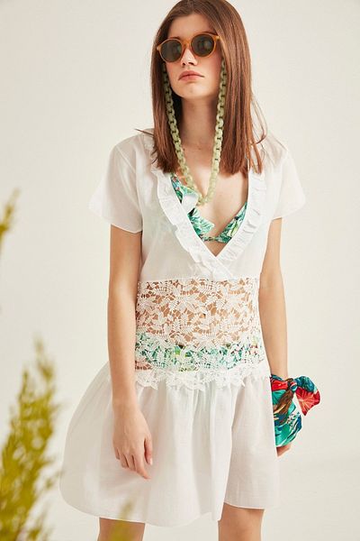 C&City Damen Pareo Strandkleid 2009 Weiß