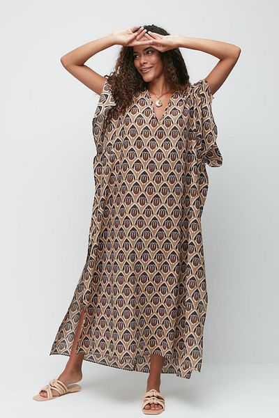 C&City Große Größen Pareo Strandkleid 22330 Braun