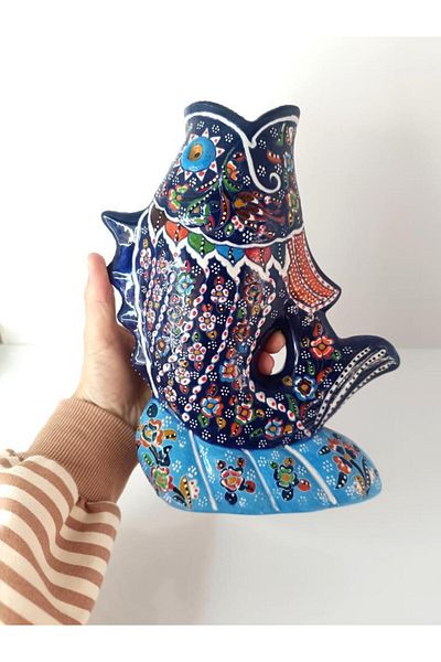 Hd Marketim Fish Flower Patterned Ceramic Figurine Tile - Decorative Table Object