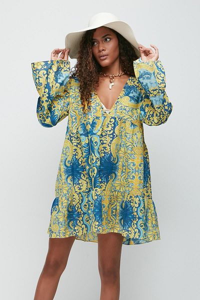 C&City Pareo Strandkleid 22329 Gelb/Türkis