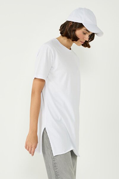 C&City Dlouhé tričko Crew Neck Half Sleeve Rozparek 2 kusy 963 Černá/Bílá