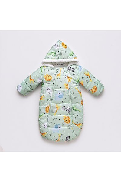 MAİBELLA Plush Winter Jumpsuit for Baby Boy Girl - Astronaut Cosmonaut with Forest Animal Figure and Zipper