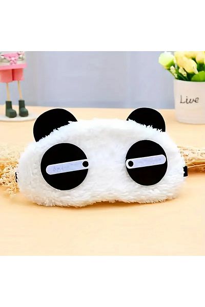 TEMU Panda Plush Sleeping Headband, Eye Patch, Lightproof, Suitable for Rest and Travel