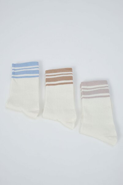 C&City Комплект дълги чорапи с райета в цвят лед от 3 части