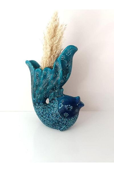 Hd Marketim Fish Flower Patterned Ceramic Figurine Tile - Decorative Table Object
