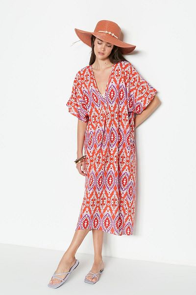 C&City Pareo Strandkleid 22328 Orange/Flieder