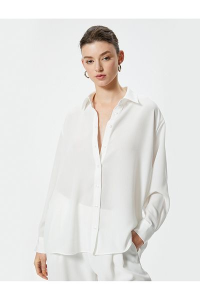 Koton Textured Long Sleeve Classic Collar Shirt