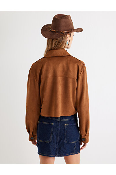 Koton Bunda pohodlného střihu z umělého semiše se zakrytou kapsou