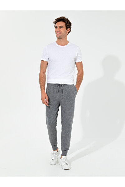 Cacharel Açık Gri Slim Fit Lastikli Paça Triko Pantolon 50260369-VR001