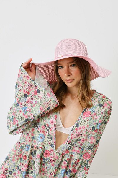 C&City Rosa Strandkappe aus Stroh – Y8205