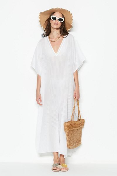 C&City Plus Size Pareo Strandkleid 22330 Weiß