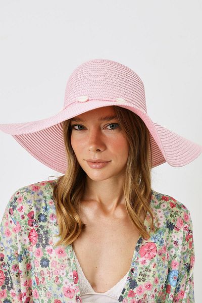 C&City Rosa Strandkappe aus Stroh – Y8205