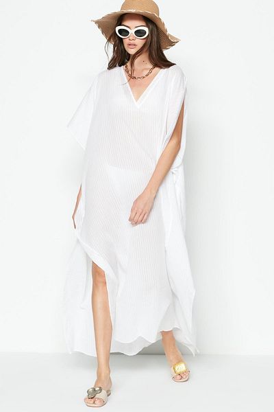 C&City Plus Size Pareo Strandkleid 22330 Weiß