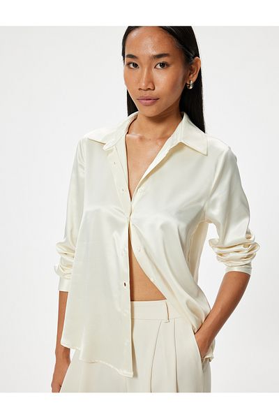 Koton Long Sleeve Satin Classic Collar Shirt
