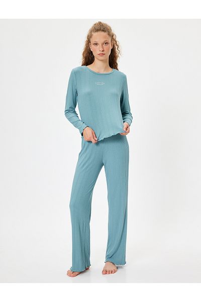Koton Picior plat confortabil - Pantaloni de pijama din material modal texturat
