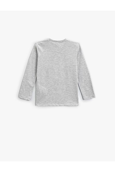 Koton Space Themed Crew Neck Long Sleeve T-Shirt