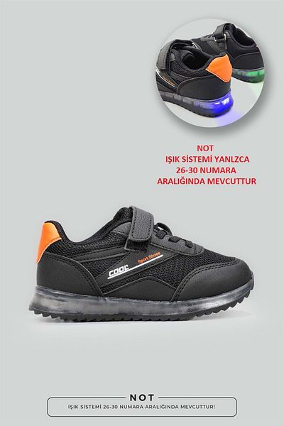 Kocamanlar Ayakkabı Cool Iron Lighted Sneakers Kids Sneakers BLACK