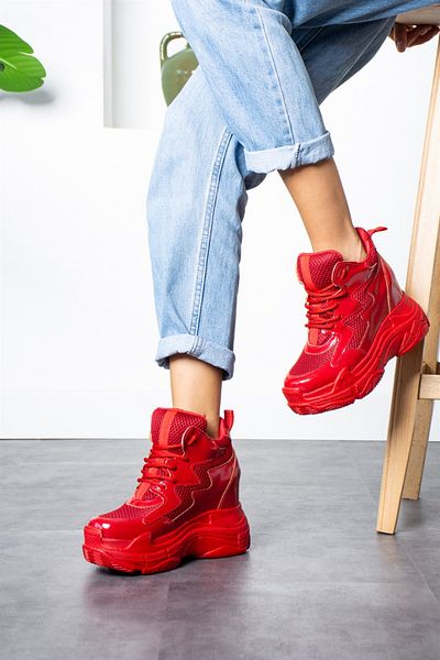 Modanizm Charlize Patent Leather Wedge Heeled Sports Shoes