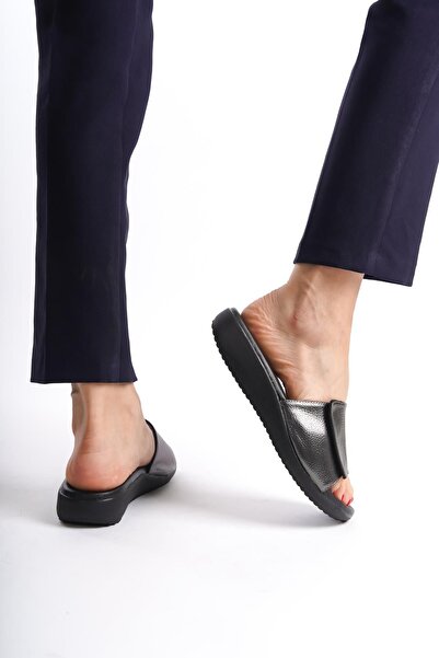 ARTI ARTI AYAKKABI Plus-Artı020-5003 Γυναικείες πλατινένιες παντόφλες με λειτουργία Orthopedic Heel Spur