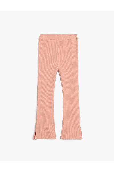 Koton Ribbed Spanish Leg Leggings - Slit Detail