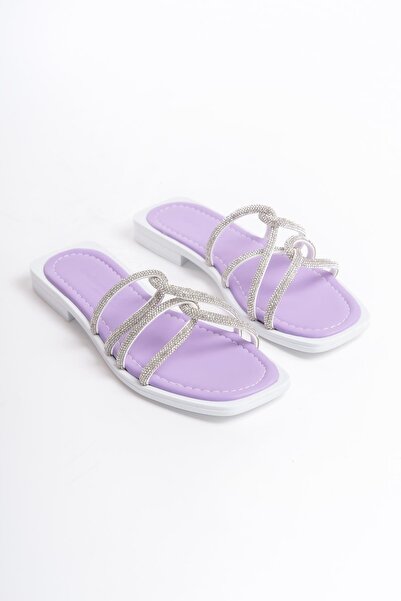 ARTI ARTI AYAKKABI MİA026-1601 Papuci de vacanță pentru femei, mov, cu pietre