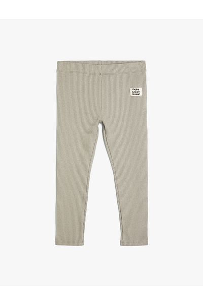 Koton Basic-Leggings aus Baumwolle – gerippt und elastische Taille mit Applikationsdetails