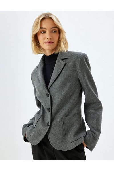 Koton Double Breasted Blazer Jacket - with Pockets and Buttons