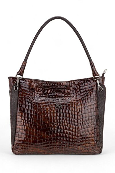 Bilik Deri Kahve-Kroko-Rugan Kadın Omuz Çantası BLM 052-1