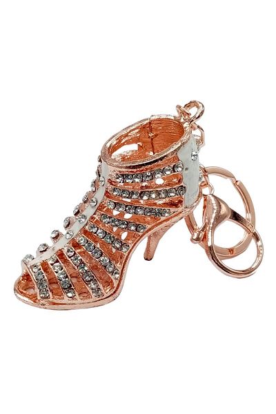 Dünyadan Hediyeler White Keychain Heeled Shoes - Crystal Stone Detailed No.1
