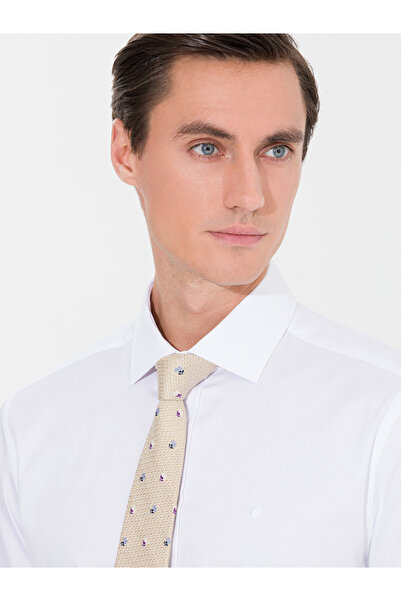 Cacharel White Slim Fit Long Sleeve Basic Shirt 50269714-Vr013