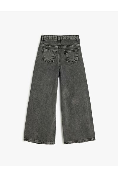 Koton Blugi din denim din bumbac cu picioare late și buzunare