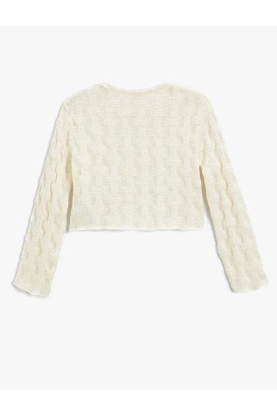 Koton Long Sleeve Crew Neck Crop Sweatshirt