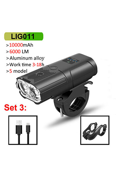 Choice 011 مجموعة 3 NEWBOLER ضوء دراجة ذكي أمامي 10000 مللي أمبير في الساعة ض...