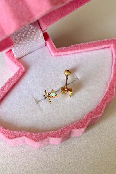 CERENY.CO Mini Taşlı Savaşçı Piercing | Cerrahi Çelik