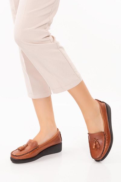 ARTI ARTI AYAKKABI Plus-Artı001-7475-501 Genuine Leather Orthopedic Women's Laceless Tan Roc Shoes