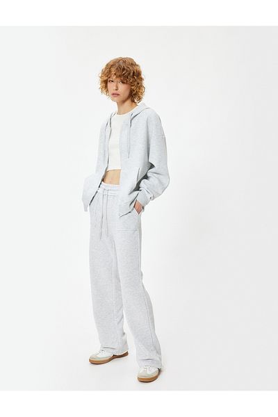 Koton Oversize Sweatpants with Wide Leg and Lace-Up Waist Ruffle Detail
