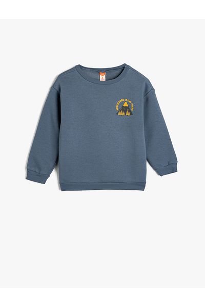 Koton Crew Neck Long Sleeve Raster Sweatshirt - Printed