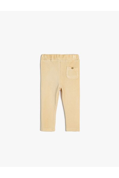 Koton Velvet Corduroy Leggings - Elastic Waist and Pocket Detail