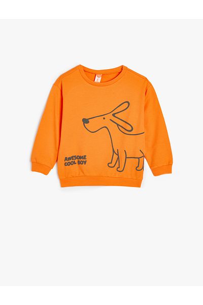 Koton Dog Printed Crew Neck Long Sleeve Sweatshirt