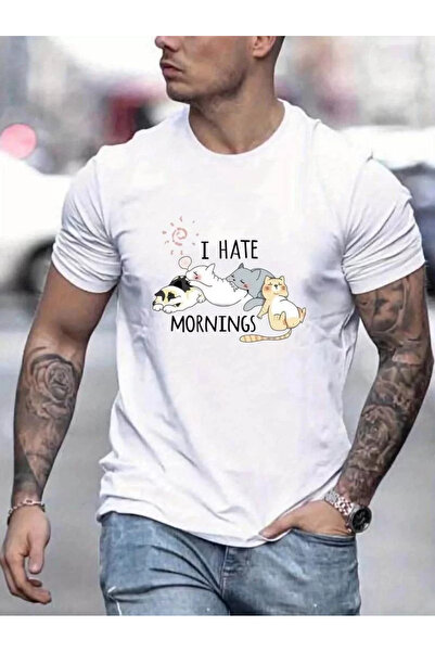 LUMİART Tricou oversize imprimat unisex - alb