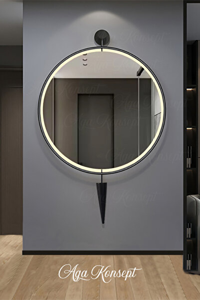 AGA KONSEPT Led'li Kazablanka Ayna SİYAH 60 X 95Cm Dekoratif Antre Duvar Salo...