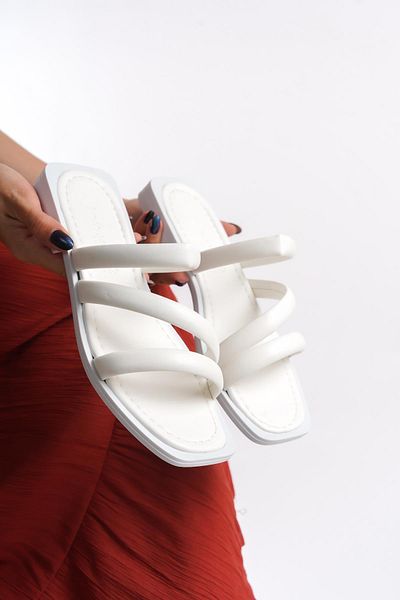 ARTI ARTI AYAKKABI MIA026-1603 White Banded Daily Women's Holiday Slippers
