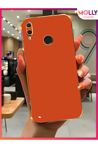 Molly Technology Huawei Y7 2019 İçin Kiremit Kenarları Gold Detaylı Lüks Sili...
